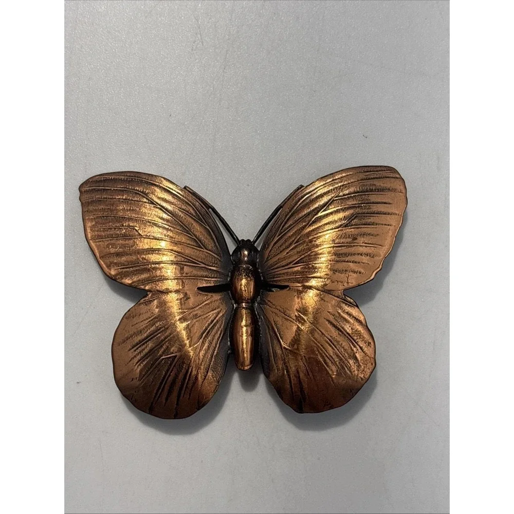Vintage copper butterfly insect brooch pin